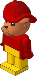 _Figure Fabuland Bulldog 1 Brown Red/Red/Yellow Fireman Helmet