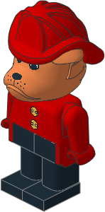 _Figure Fabuland Bulldog 3 Brown Red/Red/Black Fireman Helmet _Figure Fabuland Bulldog 3 Brown Red/Red/Black Fireman Helmet