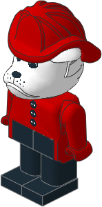 _Figure Fabuland Bulldog 3 White Red/Red/Black Fireman Helmet _Figure Fabuland Bulldog 3 White Red/Red/Black Fireman Helmet