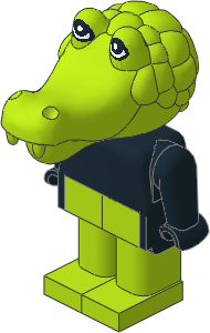 _Figure Fabuland Crocodile  1 with Body Black/Black/Lime