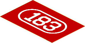 Sticker  1.9 x  3 with White "183" on Red