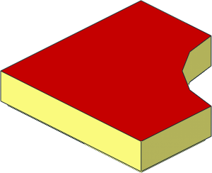 Tile  2 x  2 with  1 x  1 Quarter Circle Cutout with Red Top Pattern