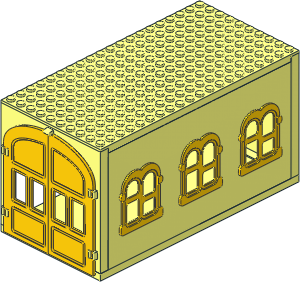 Fabuland Garage Block with Yellow Doors and Rectangular Windows (Complete) Fabuland Garage Block with Yellow Doors and Rectangular Windows (Complete)