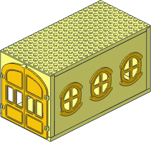 Fabuland Garage Block with Yellow Doors and Four Quadrant Pane Windows (Complete) Fabuland Garage Block with Yellow Doors and Four Quadrant Pane Windows (Complete)