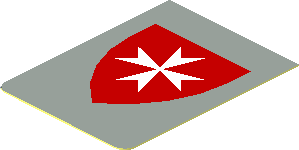 Sticker Minifig Vest with Shield with White Maltese Cross on Light Grey Background