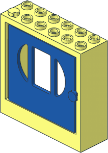 Door  2 x  6 x  5 Frame with Blue Door with 3 Panes