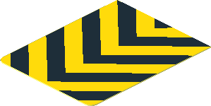 Sticker  1.6 x  1.3 with  5 Yellow/Black Chevrons Downwards