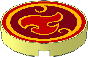 =Tile 2 x 2 Round with Round Underside Stud with Fire Element Pattern =Tile 2 x 2 Round with Round Underside Stud with Fire Element Pattern