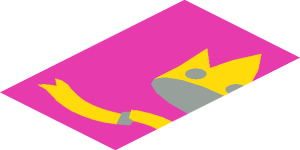 ~Crown on Dark-Pink with Banner Pattern - 1/2