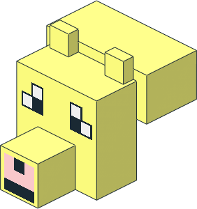 Animal Head Cuboid with  3 Squares Black and White Eyes Pattern