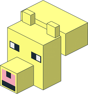 Animal Head Cuboid with  2 Squares Black and White Eyes Pattern