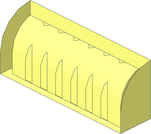 ~Brick  1 x  4 x  1.333 with Curved Top without Understuds without Front Surface