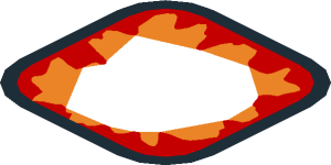 ~Tile  2 x  2 Inverted with Four Red, Orange and Yellow Rounded Squares Pattern - Non-Mirrored Common Areas