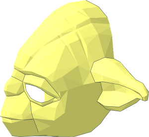 ~Minifig Head Yoda with Curved Ears Type 2 without Patternable Areas - Half