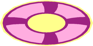 ~Magenta and Bright Pink Life Preserver with Curved Bands Pattern for Tile  2 x  2 Round Common