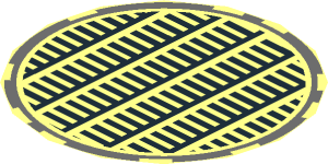 ~Tile  2 x  2 Round with Round Underside Stud with Black and Dark Bluish Grey Grid Pattern - Pattern