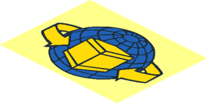 ~Blue Globe, Yellow Box and Curved Arrows