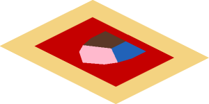 ~Tri-Coloured Shield on Red with Gold Border Pattern