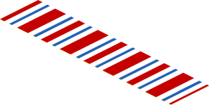 ~Sticker  2.6 x 10 with White/Red/Blue Stripes - Top