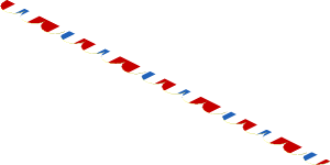 ~Sticker  2.6 x 10 with White/Red/Blue Stripes - Scalloping