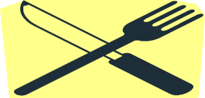 ~Sticker with Crossed Knife and Fork Pattern