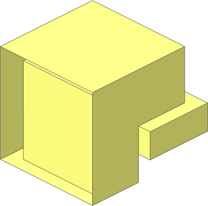 ~Plate  1 x  2 with Cube without Front