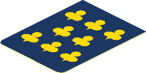 Sticker Minifig Vest with Yellow Trefoils on Dark Blue Background