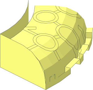 ~Brick  5 x  5 x  1 Corner Round with Curved Top - Half without Patternable Faces