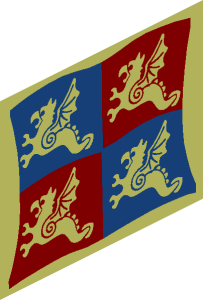 ~Flag  6 x  4 Negative Red and Blue Dragons Pattern