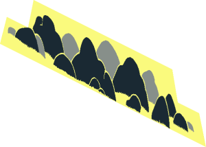 ~Baseplate 32 x 32 Raised with Ramp and Pit with Grey and Black Rocks Pattern - Back