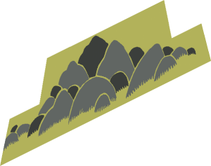 ~Baseplate 32 x 32 Raised with Ramp and Pit with Grey and DarkGrey Rocks Pattern - Right