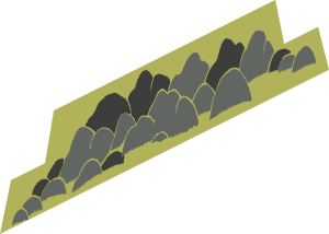 ~Baseplate 32 x 32 Raised with Ramp and Pit with Grey and DarkGrey Rocks Pattern - Left