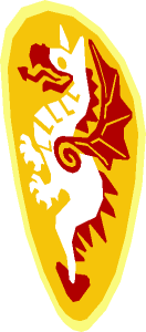 ~Minifig Shield Ovoid with Dragon Pattern - Dragon Background and Border