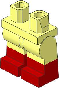 ~Minifig Hips and Legs with Red Lower Leg Pattern (Obsolete)
