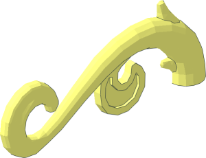 ~Plant Stem Curved with  2 Thorns and  2 Swirls Half