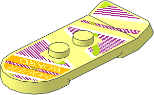 Minifig Hoverboard with Magenta, White and Lime Lines and "HOVER BOARD" Pattern