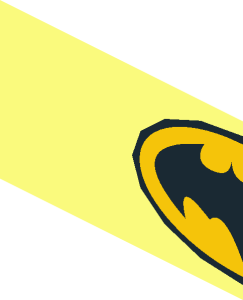 ~Brick  1 x  4 with Black Batman Logo in Black Outlined Yellow Oval Pattern - Half