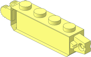~Hinge Brick  1 x  4 Locking Double, Two Finger End with  9 Teeth without Front and Back Faces