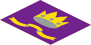 Sticker Flag with Crown on Violet Background