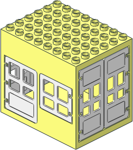 Duplo Building  6 x  8 x  6 with Door and Window with White Doors and Window