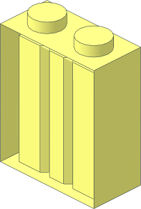 ~Brick  1 x  2 x  2 without Understud - without Front Face