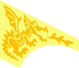 ~Arch  1 x  8 x  2 with Yellow Dragon Pattern - Half