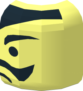 ~Minifig Head with Moustache, Frown and Pointed Hairline Pattern - Half