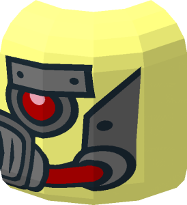 ~Minifig Head Alien with Robot Red Eyes and Mouth and Silver Metal Plates Eyebrows and Mask Pattern - Half