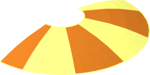 ~Dish  4 x  4 Inverted with Five Orange Wedges Pattern Half