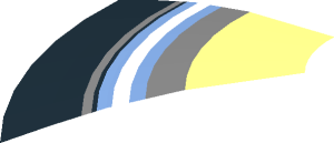 ~Dish  4 x  4 Inverted with Medium Blue, White, Sliver and Black Concentric Circles Pattern - 1/8