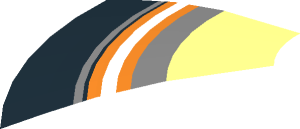 ~Dish  4 x  4 Inverted with Orange, White, Sliver and Black Concentric Circles Pattern - 1/8