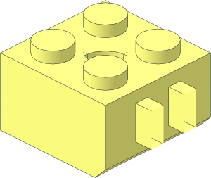 ~Hinge Brick  2 x  2 Locking with Axlehole and Dual Finger, Common Geometry