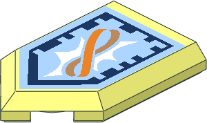 Tile 3 x 2 with Angled End with Nexo Power Shield Pattern - Rubber Band of Mischief Tile 3 x 2 with Angled End with Nexo Power Shield Pattern - Rubber Band of Mischief