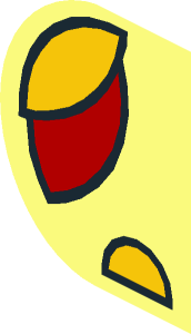 ~Duplo Brick  2 x  4 x  2 with Rounded Ends with Red and Yellow Wings and Yellow Feet Pattern - Half